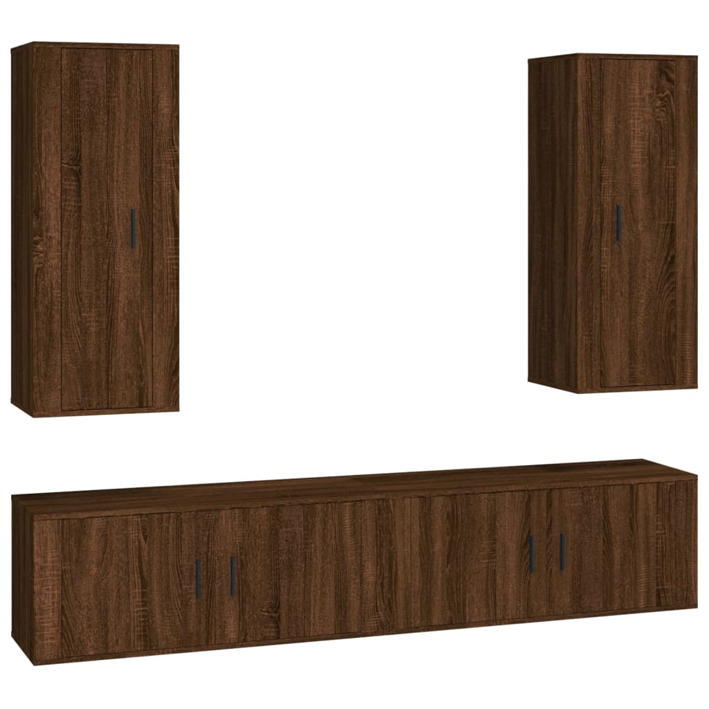 Set de muebles para TV 4 pzas madera marrón roble vidaXL