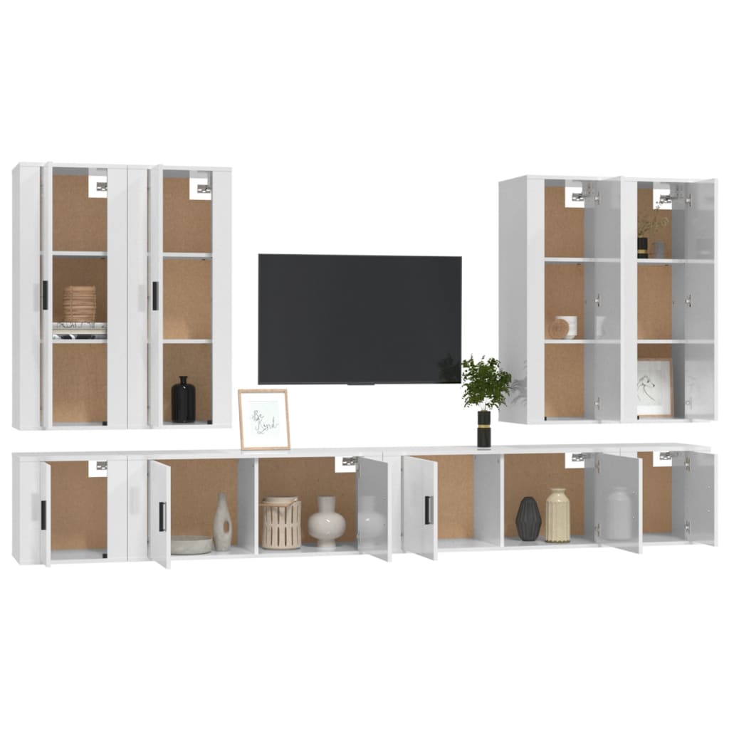 Set di mobili TV 8 pezzi White Wood Shine