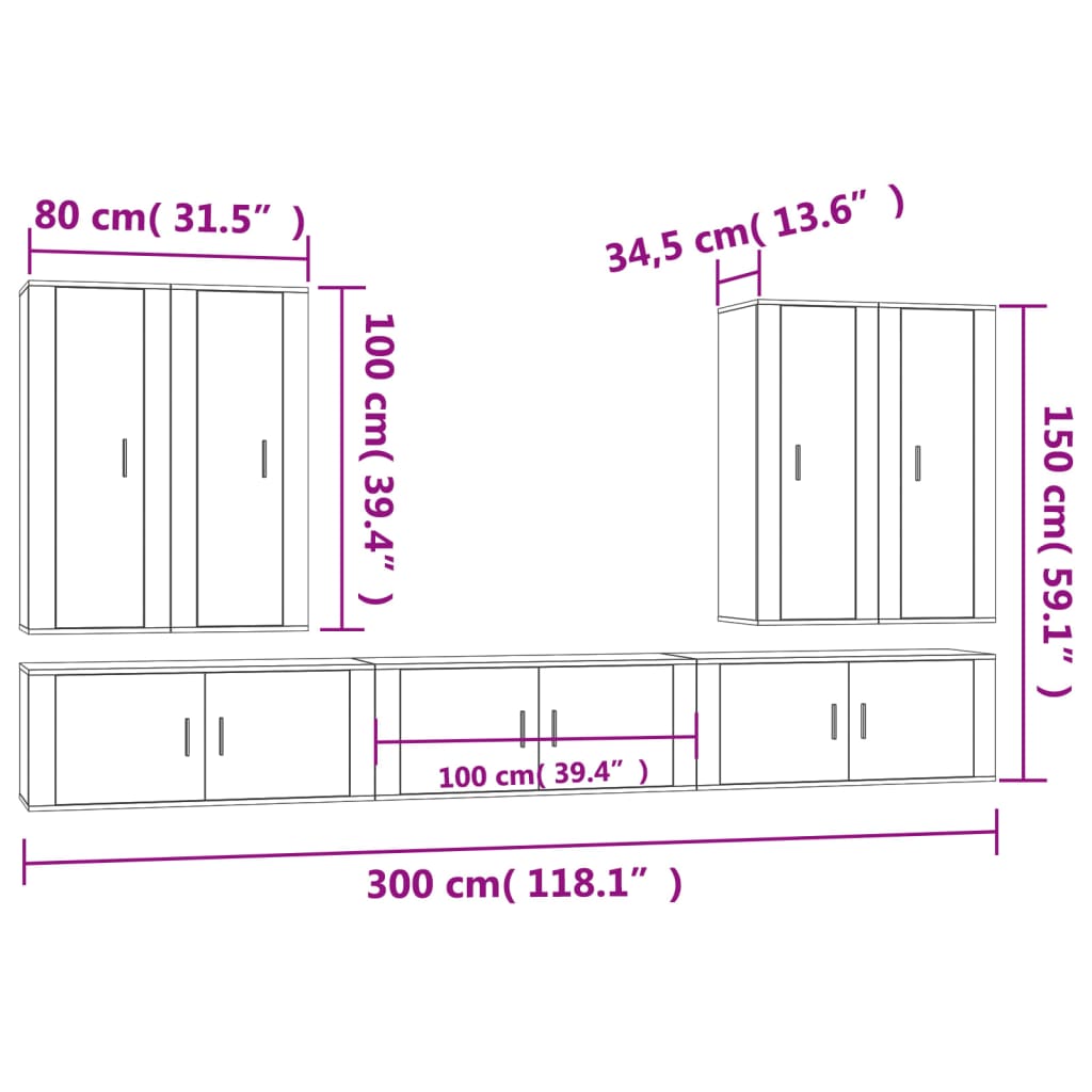 Set de muebles para TV 7 piezas madera blanco vidaXL