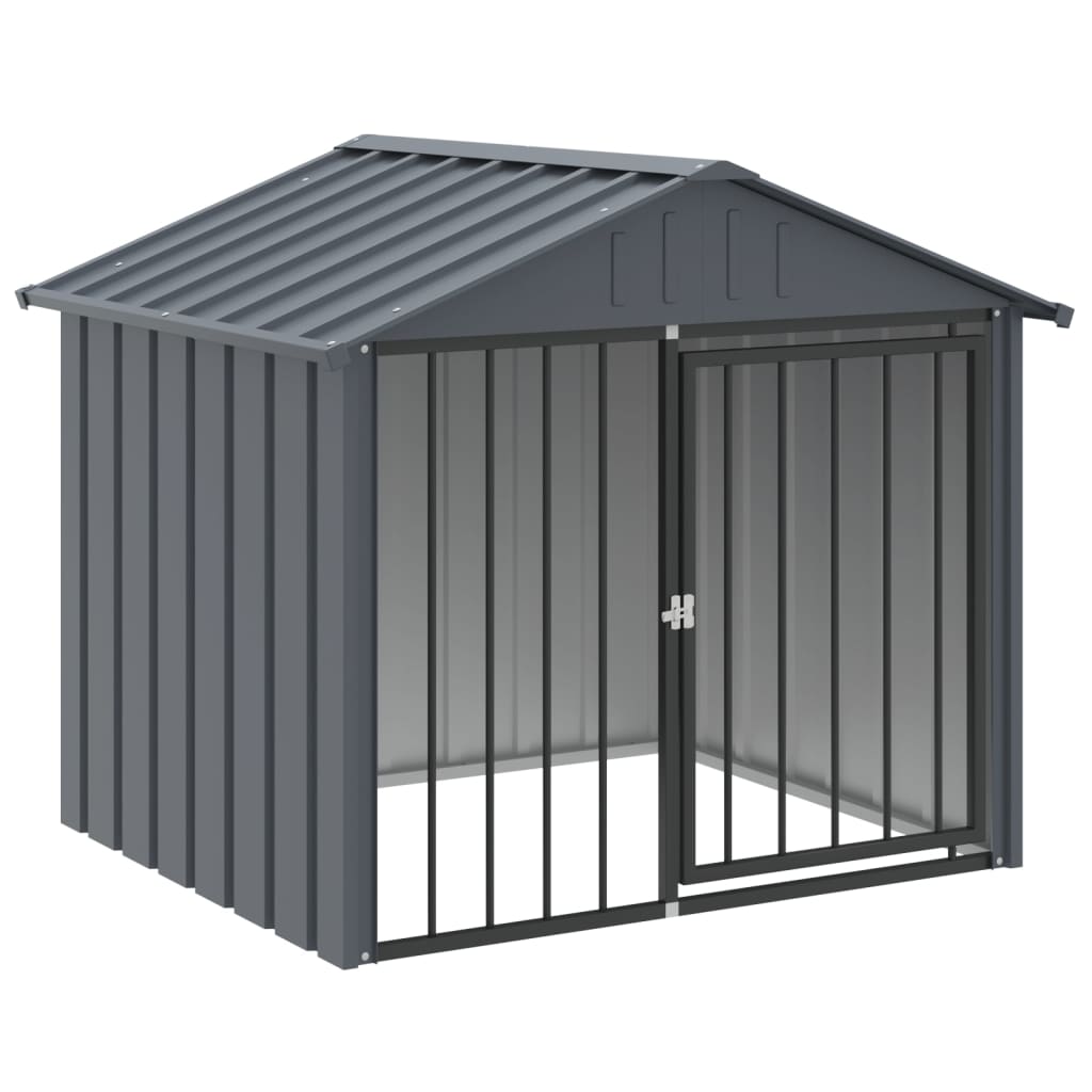 Cabine de cão de aço galvanizado preto 117x103x102 cm