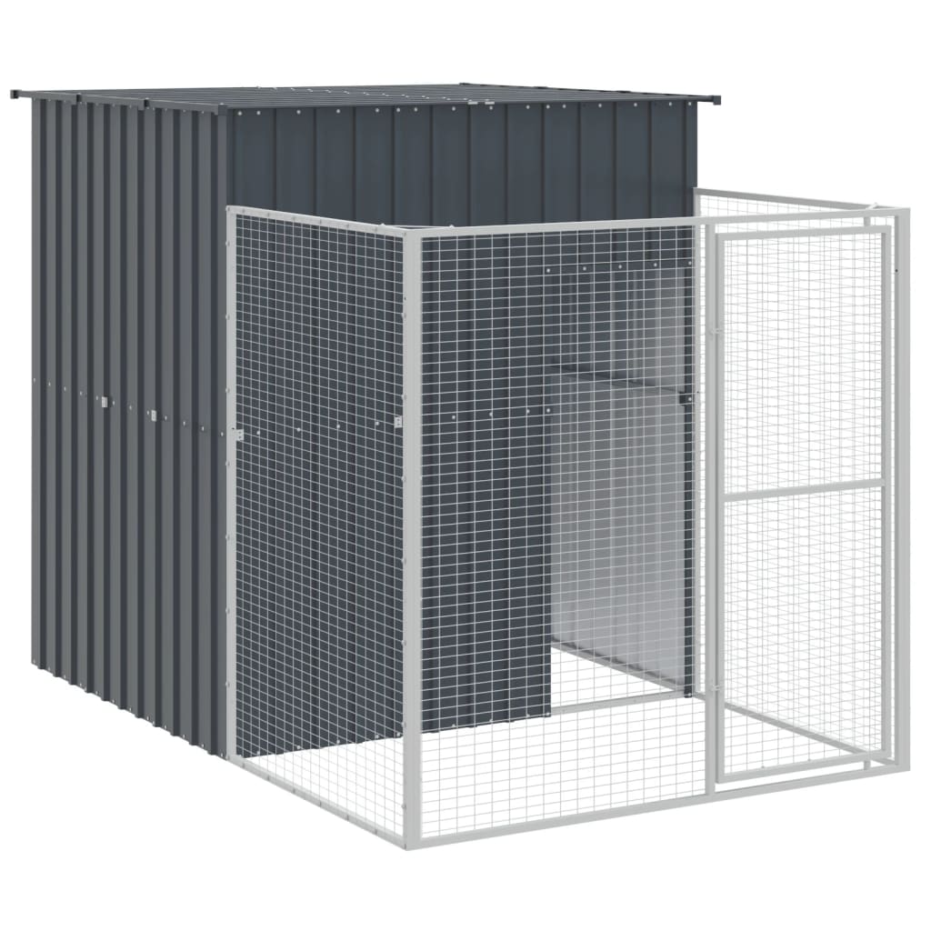 Caseta perros con corral acero galvanizado gris 165x251x181 cm