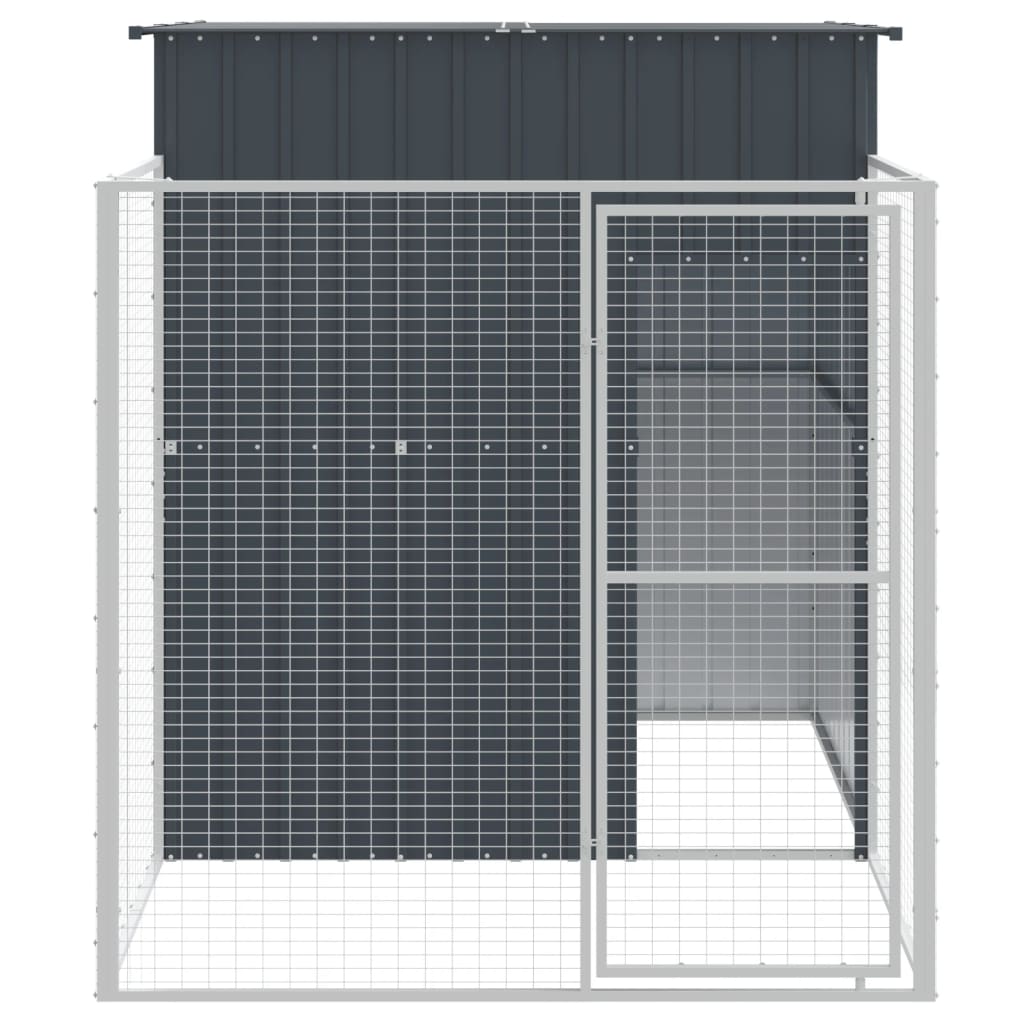 Caseta perros con corral acero galvanizado gris 165x251x181 cm vidaXL