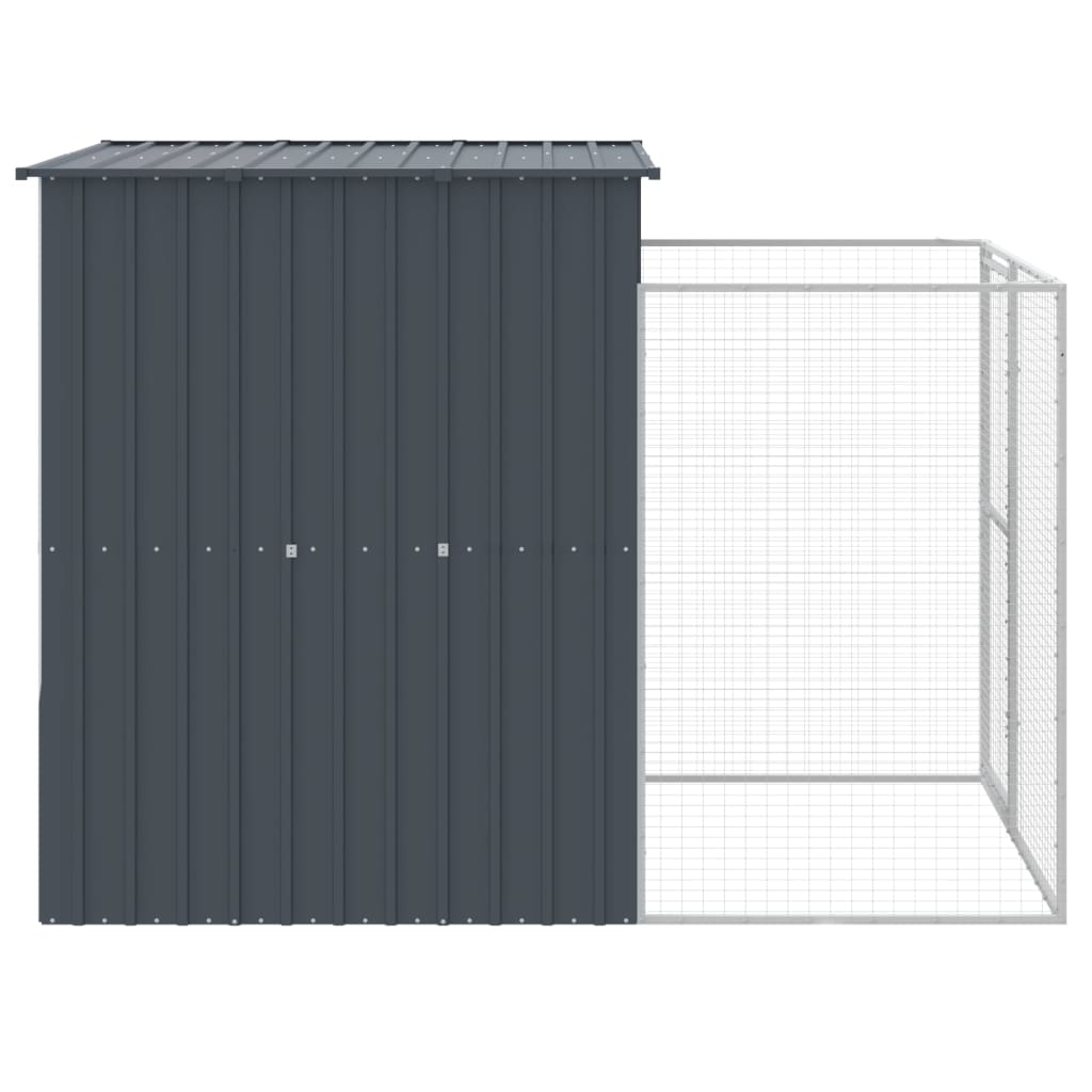 Caseta perros con corral acero galvanizado gris 165x251x181 cm vidaXL