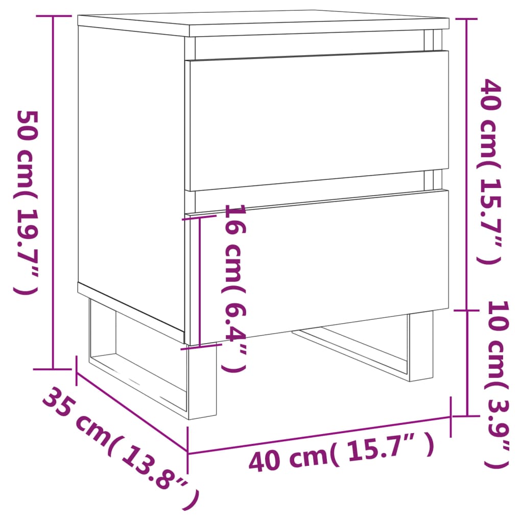 Mesitas de noche 2 uds madera de ingeniería blanco 40x35x50 cm vidaXL