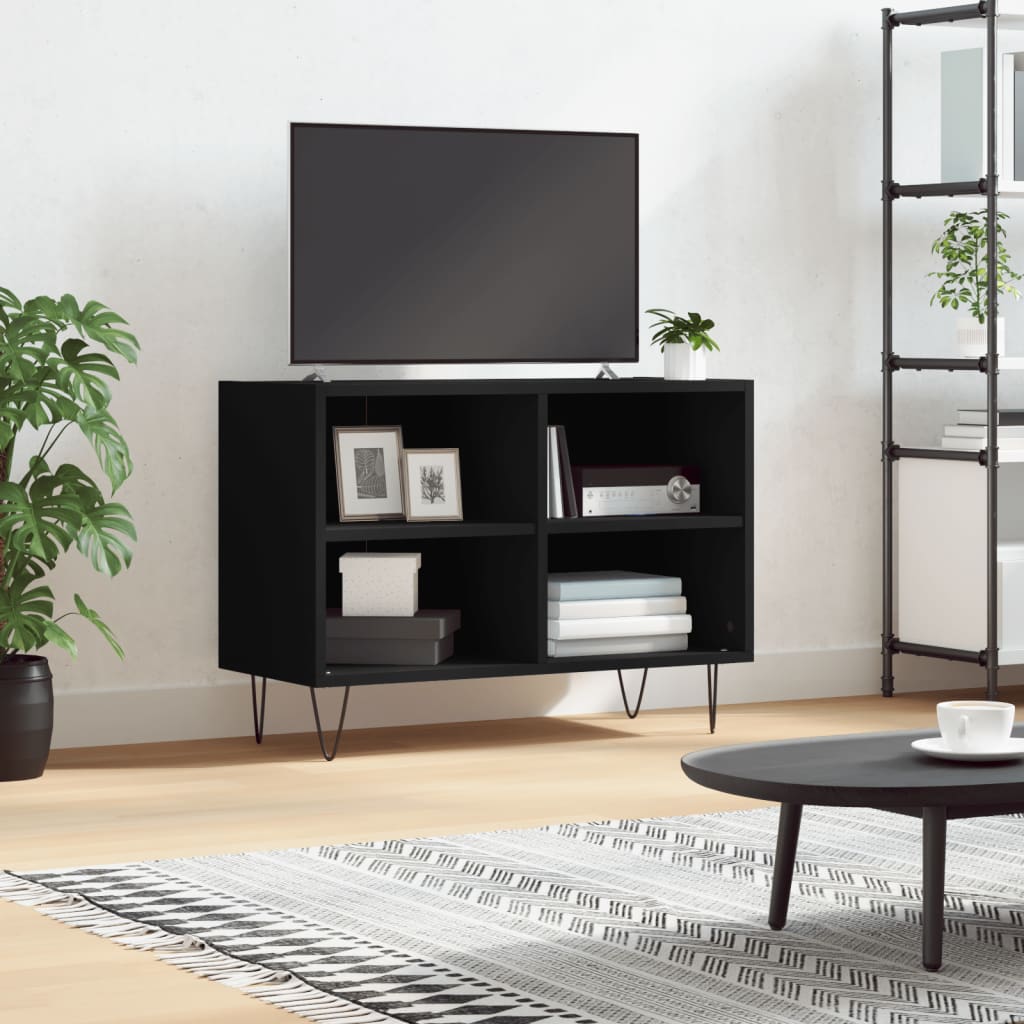 Vetonek Mueble de TV madera de ingeniería negro 69,5x30x50 cm