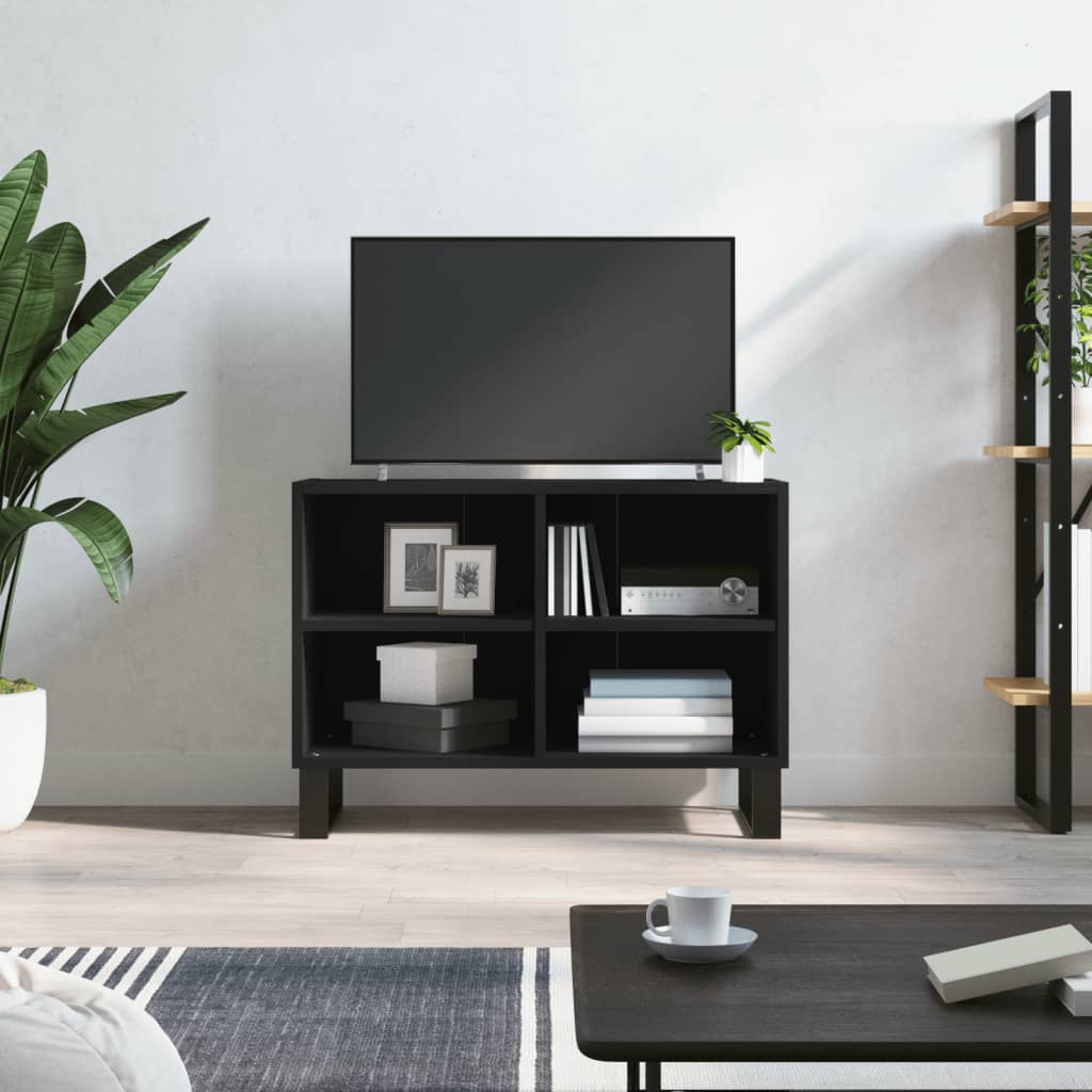 Vetonek Mueble de TV madera de ingeniería negro 69,5x30x50 cm