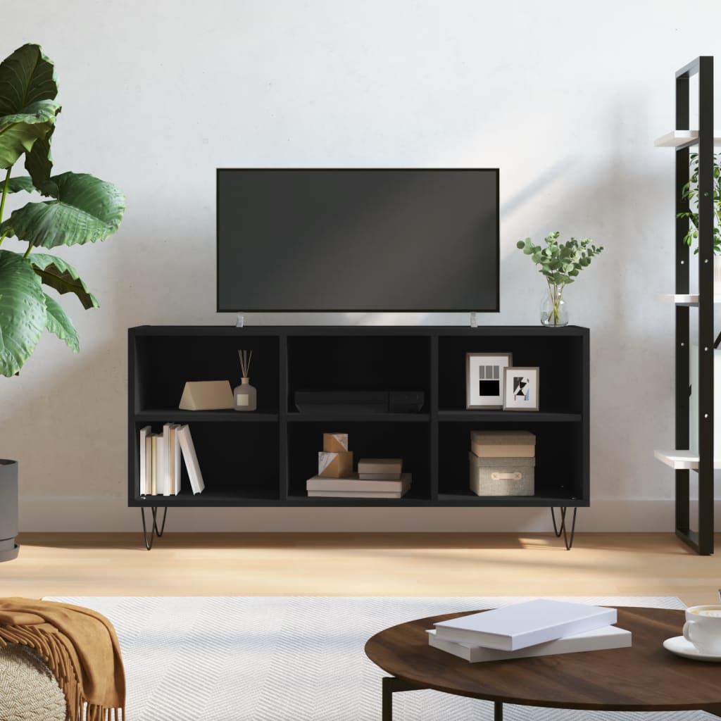 Vetonek Mueble de TV madera de ingeniería negro 103,5x30x50 cm