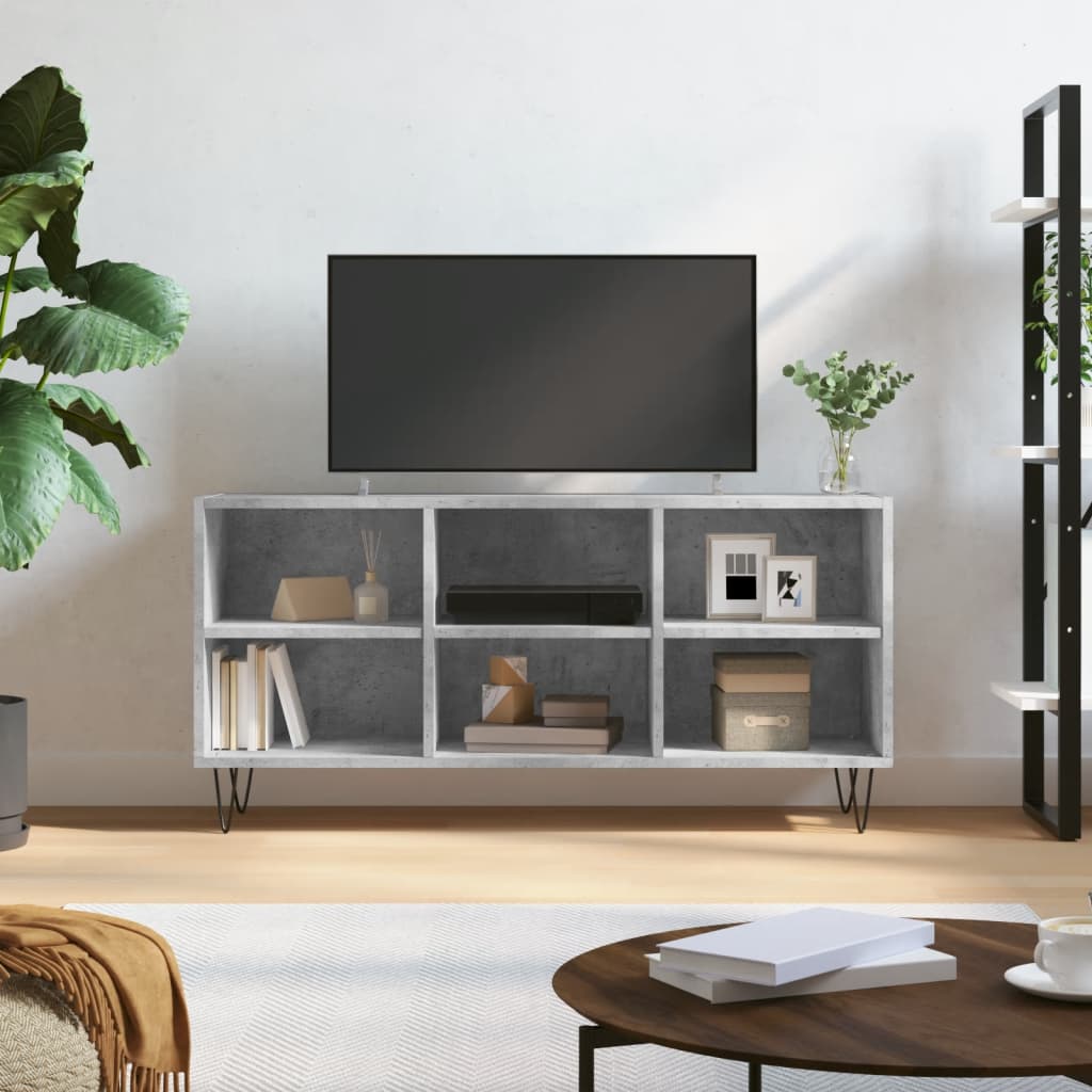 Vetonek Mueble de TV madera de ingeniería gris hormigón 103,5x30x50 cm