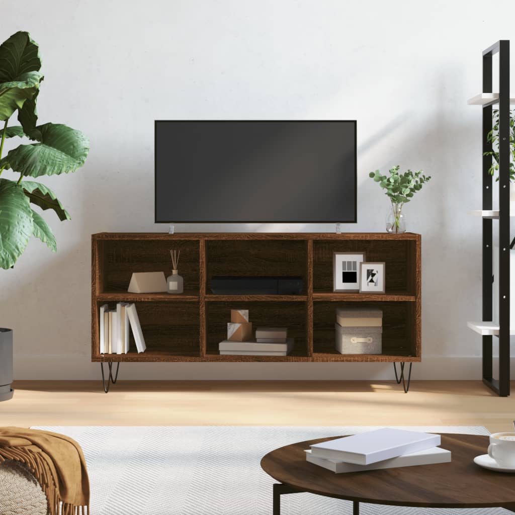 Vetonek Mueble de TV madera de ingeniería marrón roble 103,5x30x50 cm