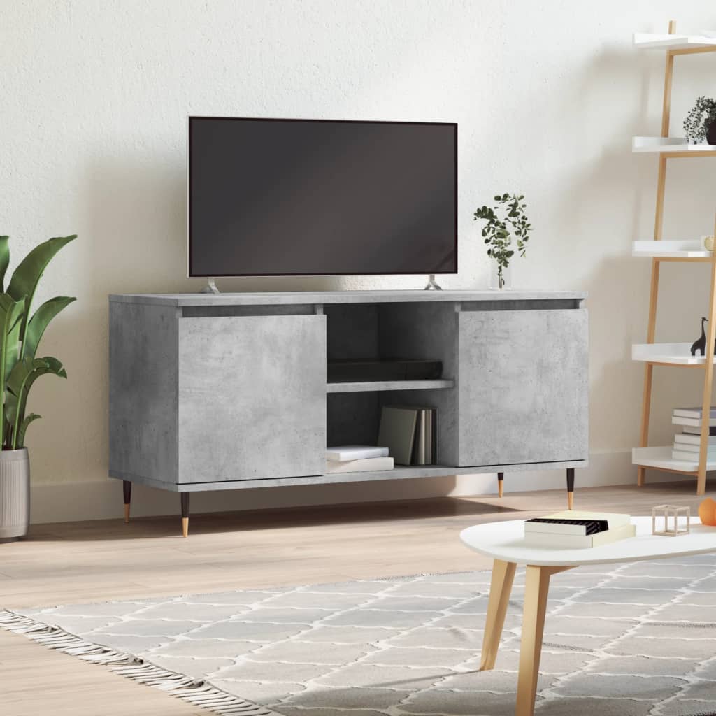 Vetonek Mueble de TV madera de ingeniería gris hormigón 104x35x50 cm