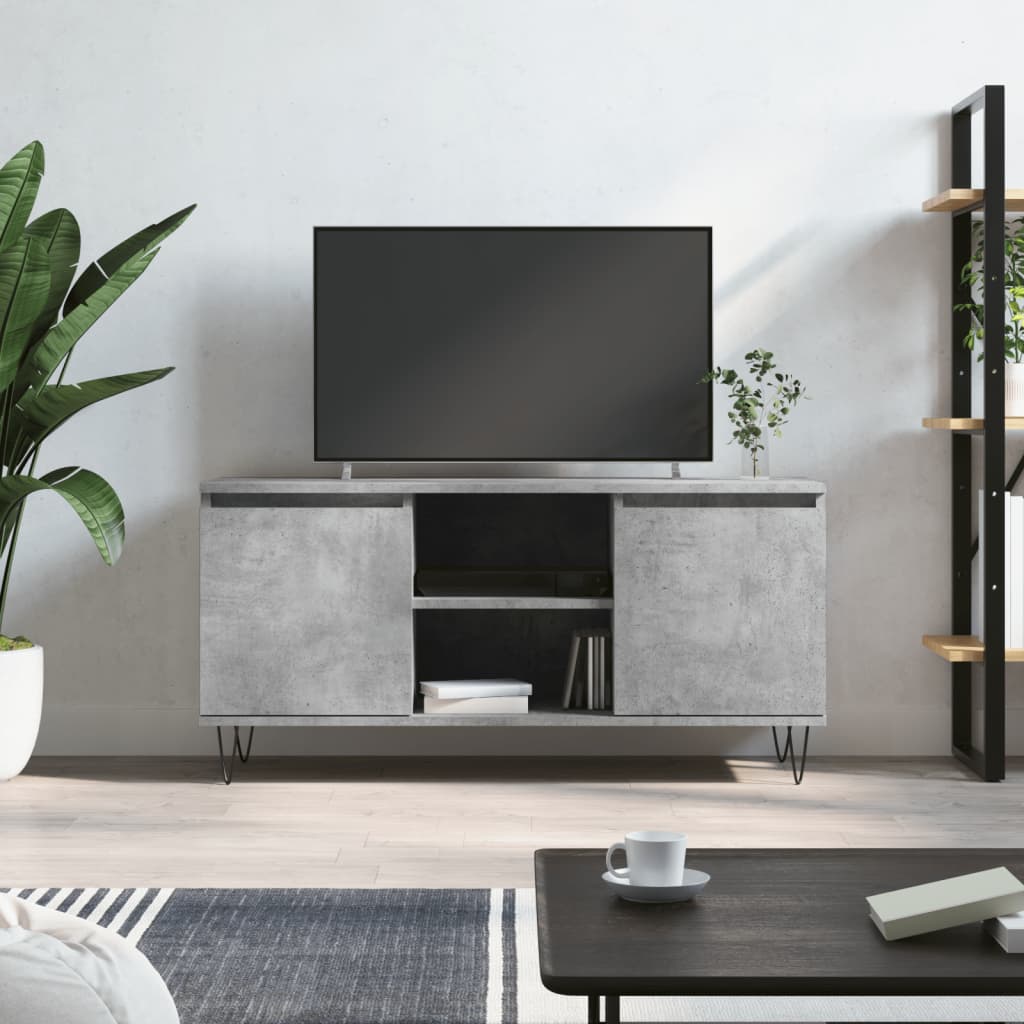 Vetonek Mueble de TV madera de ingeniería gris hormigón 104x35x50 cm