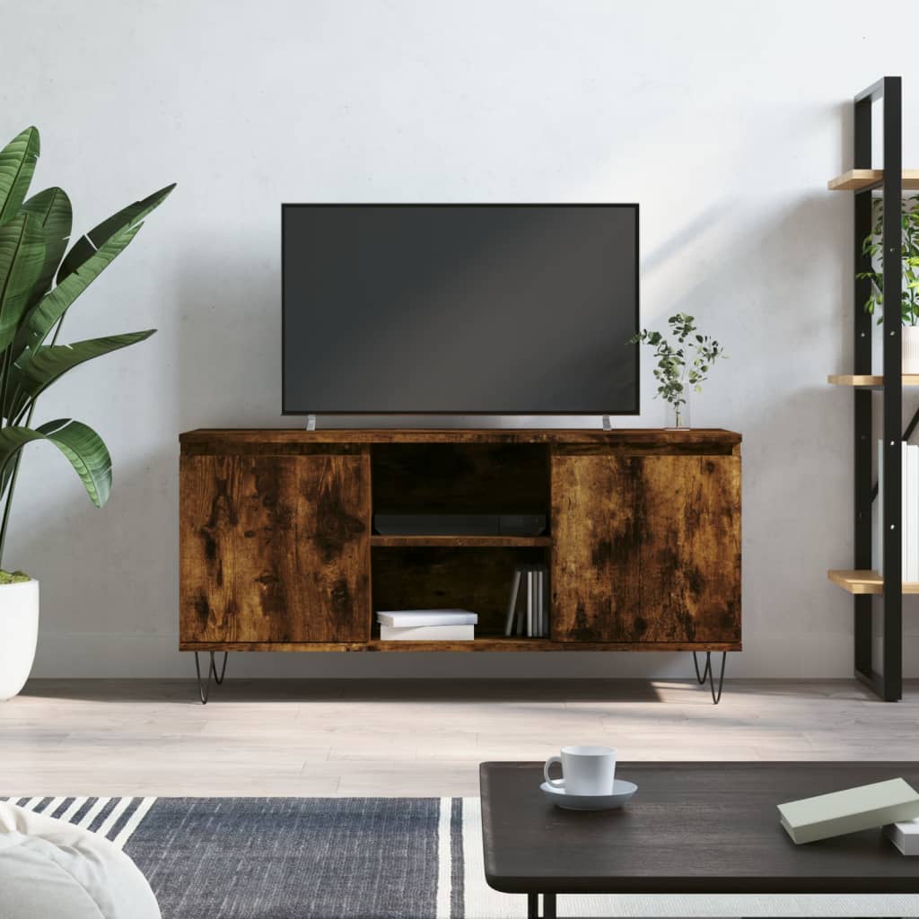 Vetonek Mueble de TV madera de ingeniería roble ahumado 104x35x50 cm