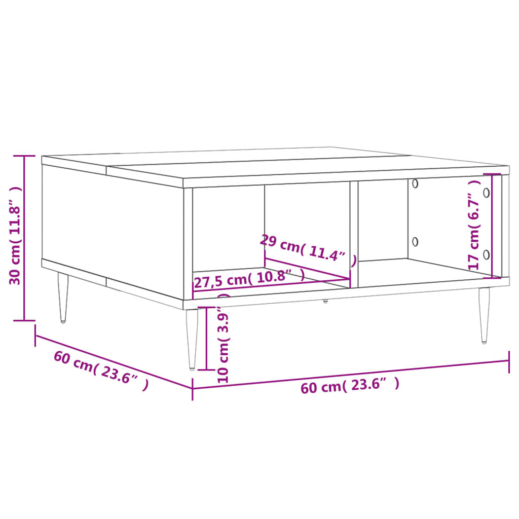 Black Engineering Wood Center Tabelle 60x60x30 cm