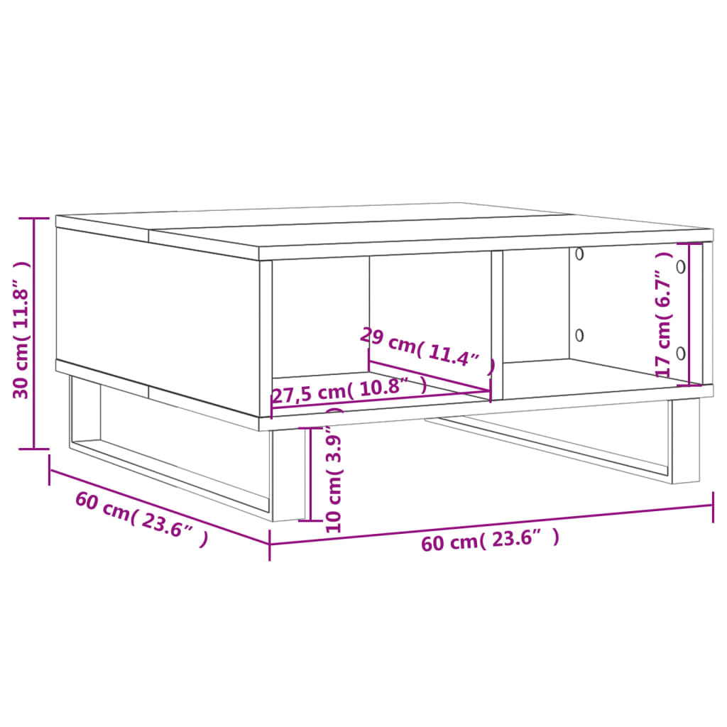 Gray Engineering Wood Center Table 60x60x30 cm