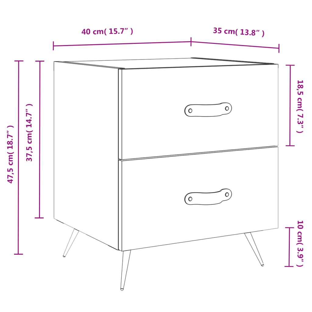 Night Table Synthétisée en bois Nexus Smoked Oak 40x35x47,5 cm