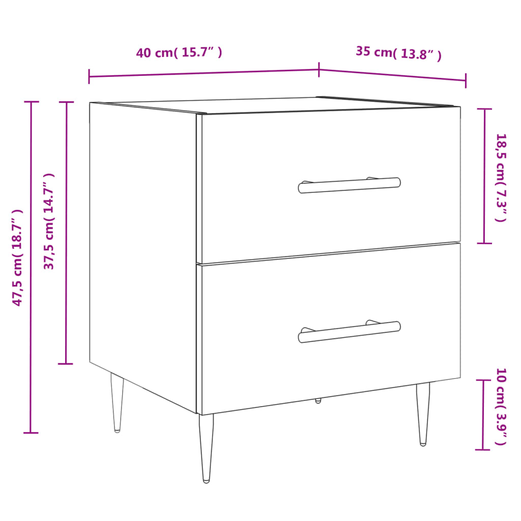 Night bedside table Engineering wood Sonoma 40x35x47.5 cm