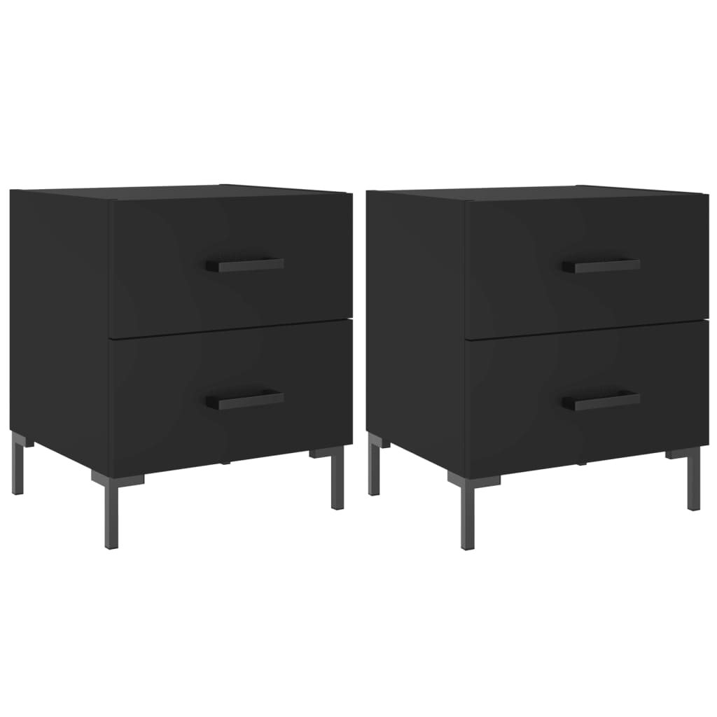 Vetonek Tables de chevet 2 pcs bois d'ingénierie noir 40x35x47,5 cm