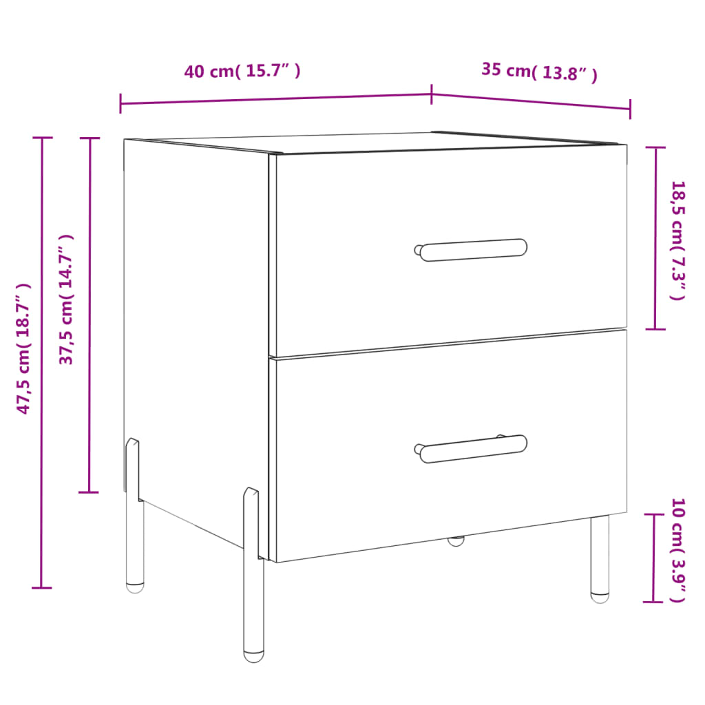 Mesita de noche madera sintetizada Nexus gris hormigón 40x35x47,5 cm