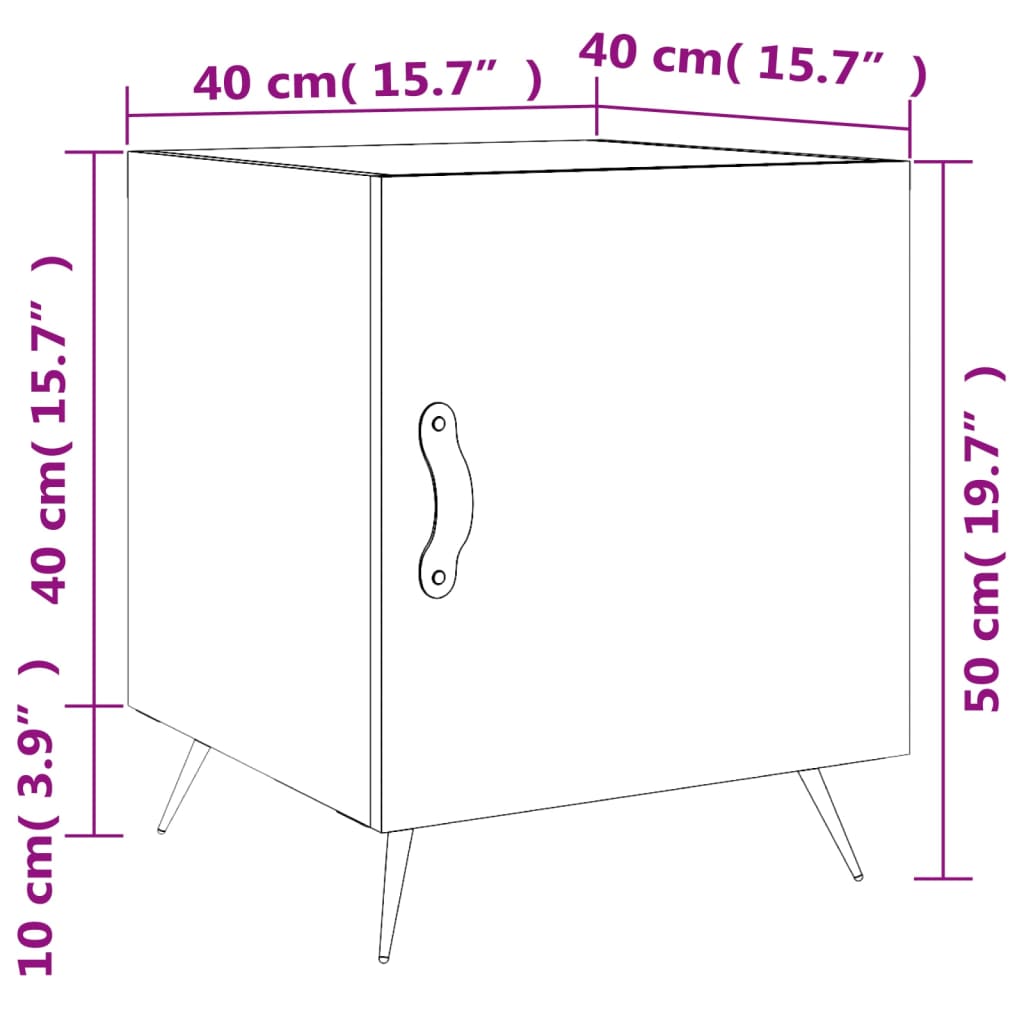 Mesa de cabeceira noturna Ahumado Oak Engine 40x40x50 cm