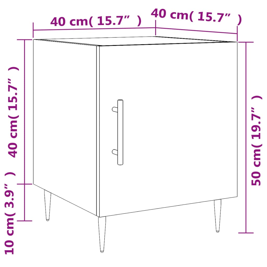 Table de nuit Brown Engineering Wood 40x40x50 cm