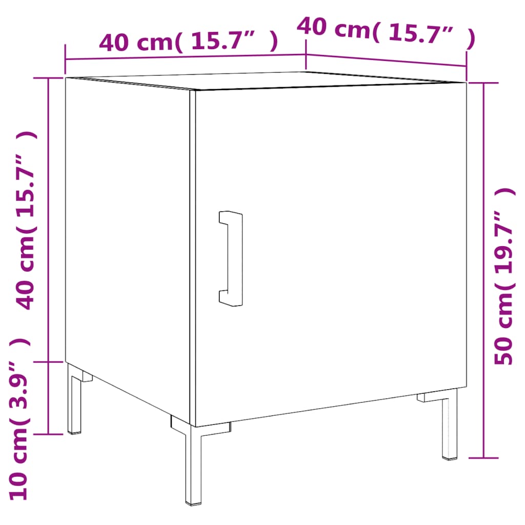 Table de nuit Brown Engineering Wood 40x40x50 cm