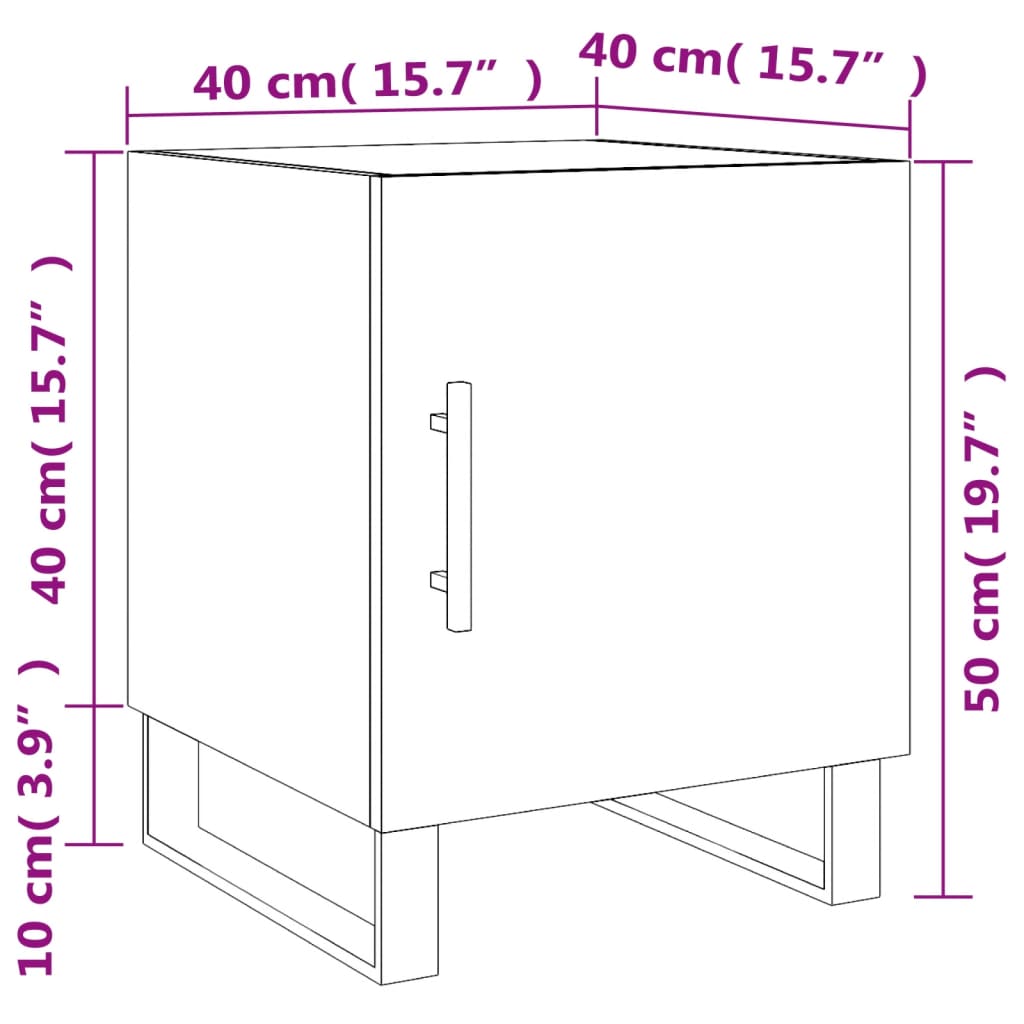 Mesita de noche madera de ingeniería negro 40x40x50 cm