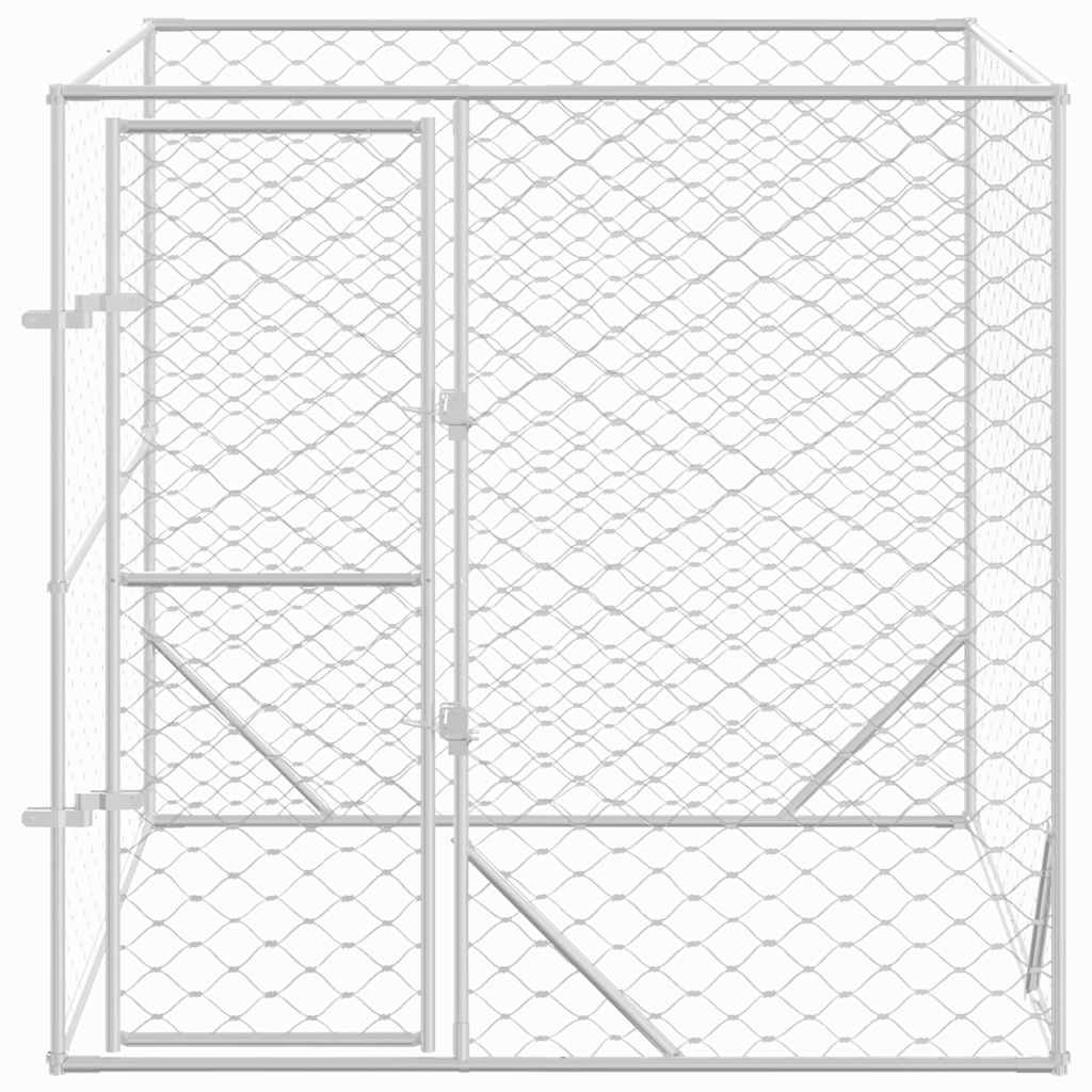 Perrera de exterior acero galvanizado plateado 2x2x2 m