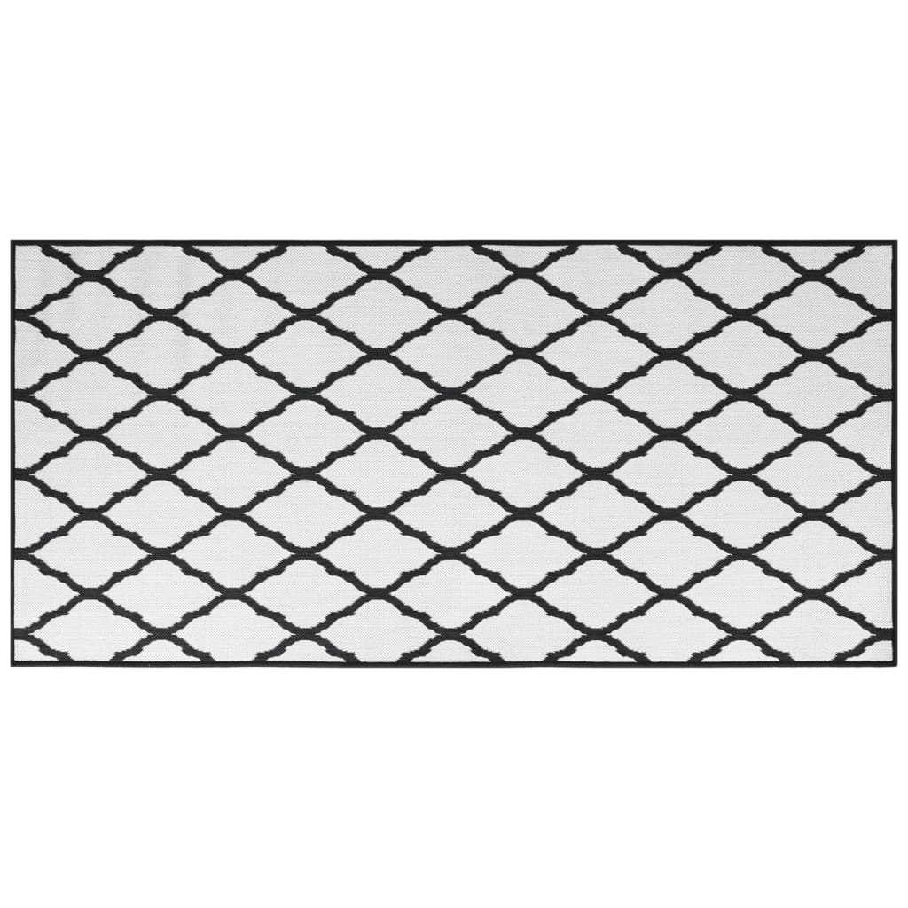 Alfombra de exterior gris y blanca reversible 100x200 cm vidaXL