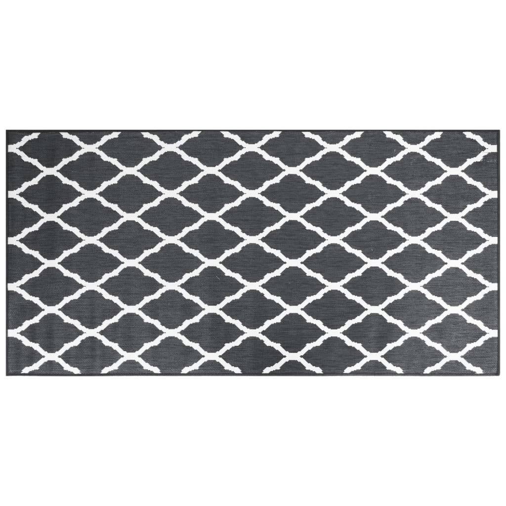 Alfombra de exterior gris y blanca reversible 100x200 cm vidaXL