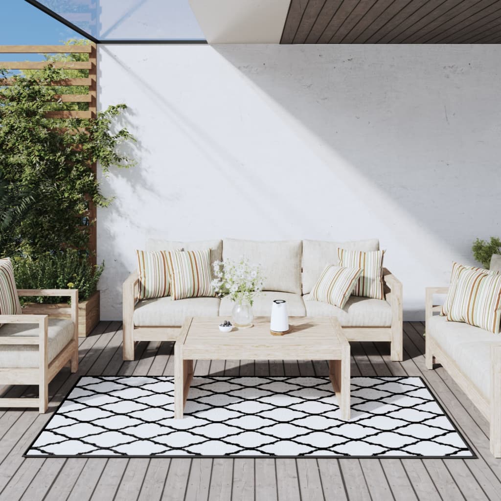 Vetonek Alfombra de exterior gris y blanca reversible 100x200 cm