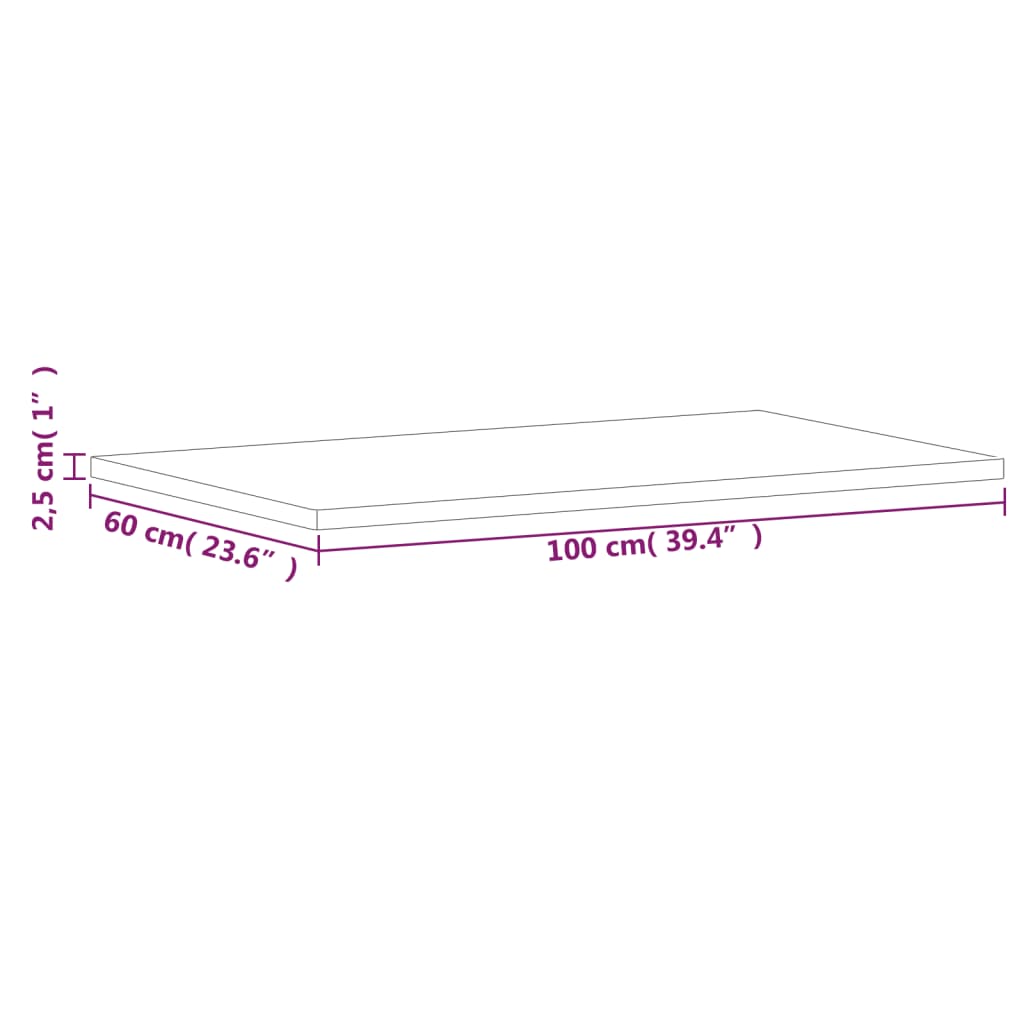 Haya 100x60x2,5 cm tauler rectangular de fusta massissa