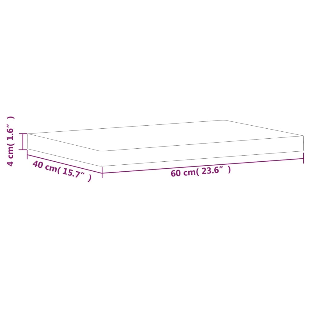 Tauler de fusta de massa rectangular 60x40x4 cm