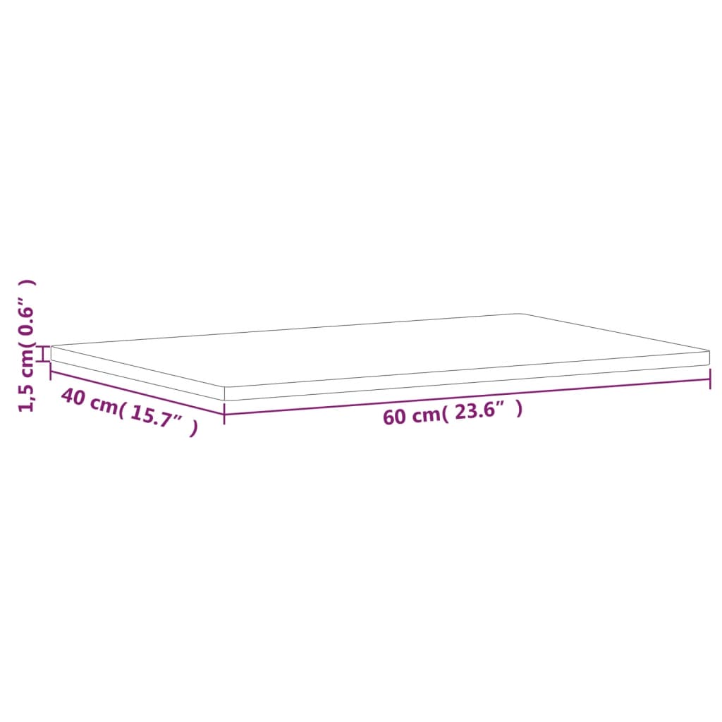 Taula de fusta de massa rectangular 60x40x1,5 cm