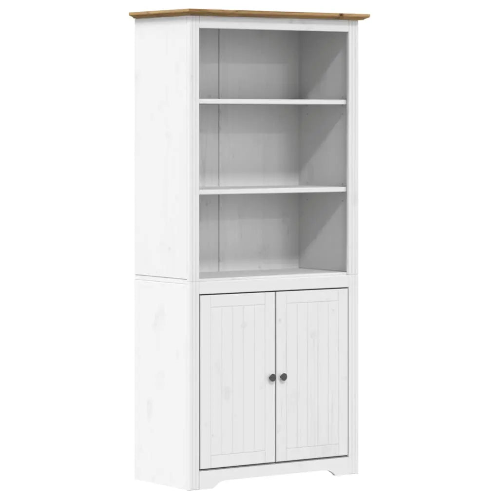 Librería BODO madera maciza de pino blanco marrón 82x40x173 cm Vetonek