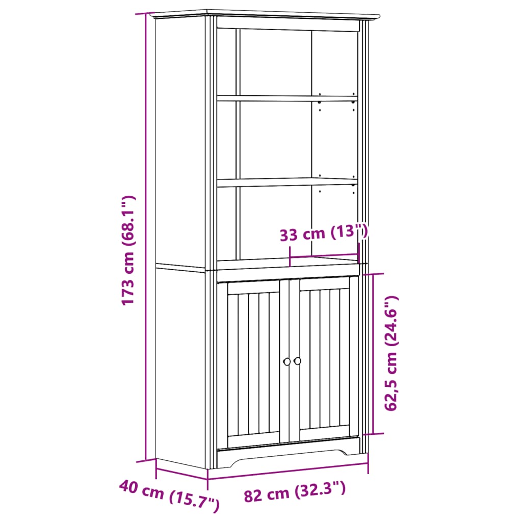 Librería BODO madera maciza de pino blanco marrón 82x40x173 cm vidaXL