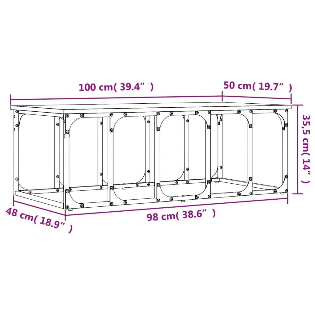 Brown Engineering Wood Center Table 100x50x35.5 cm