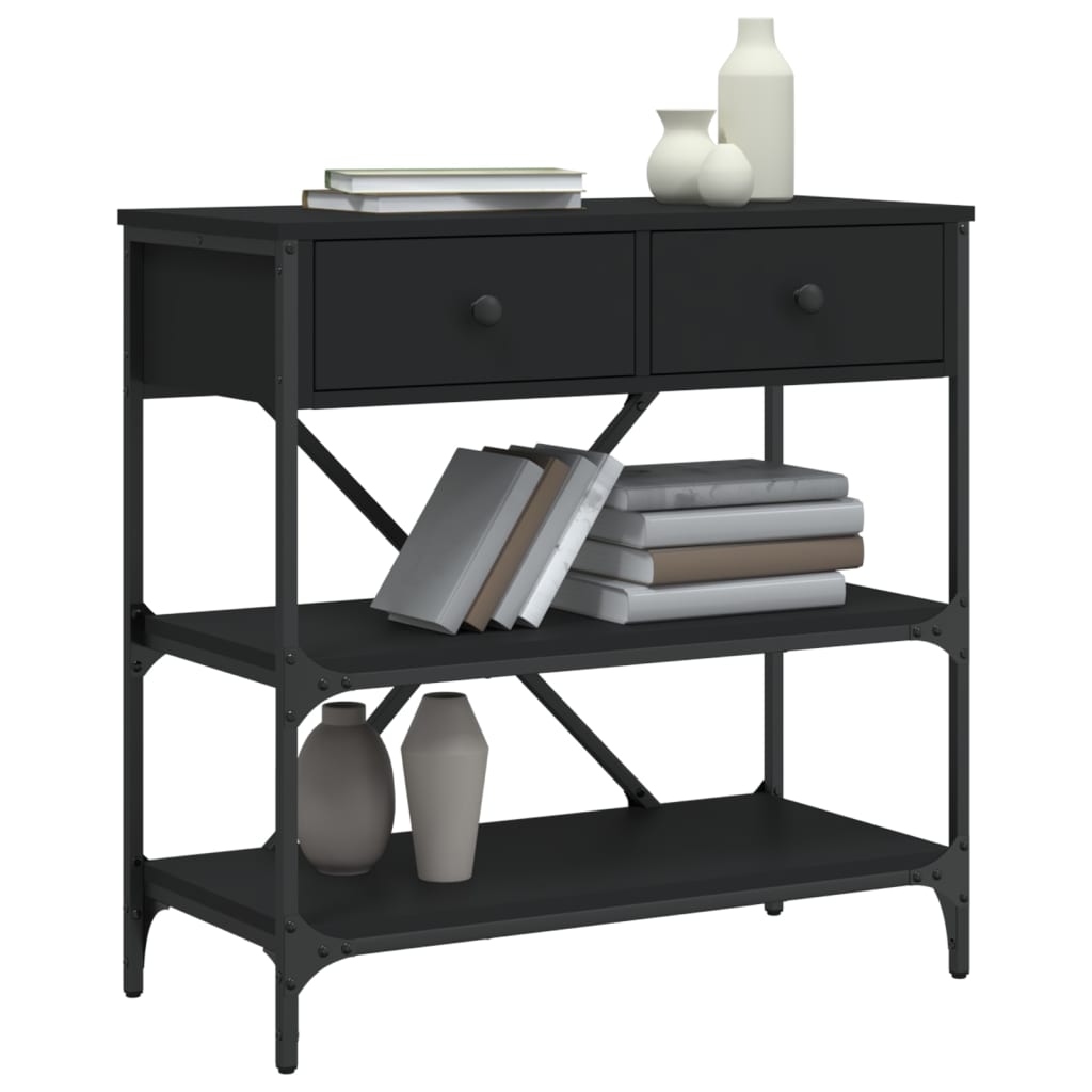 Black engineering wood console 75x34,5x75 cm