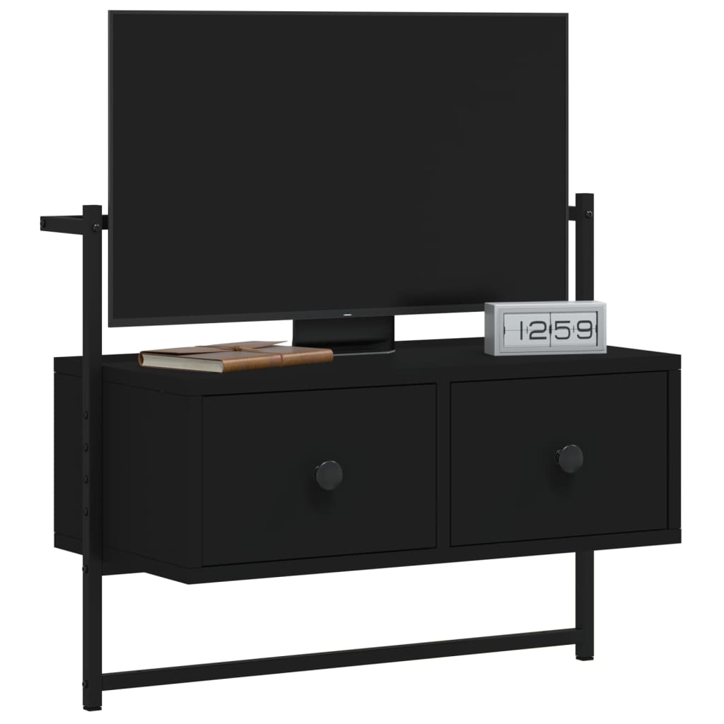 Mueble de TV de pared madera sintetizada Nexus negro 60,5x30x51 cm