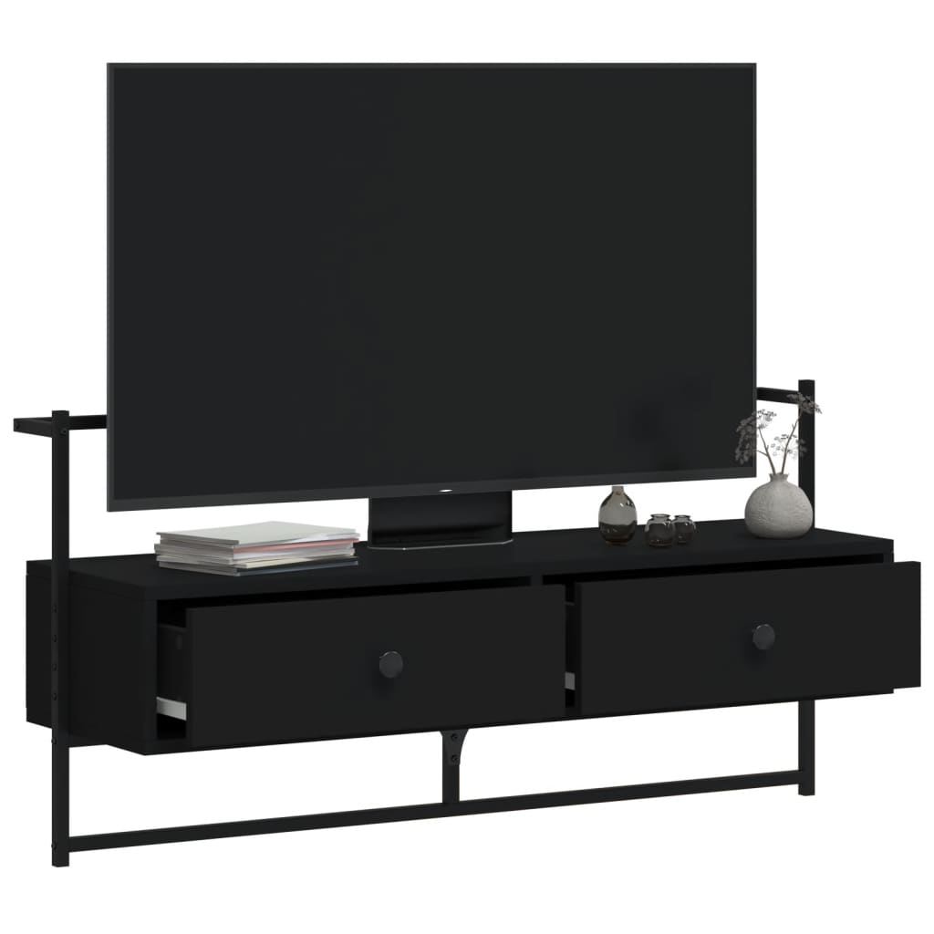 Mueble de TV de pared madera sintetizada Nexus negro 100,5x30x51 cm