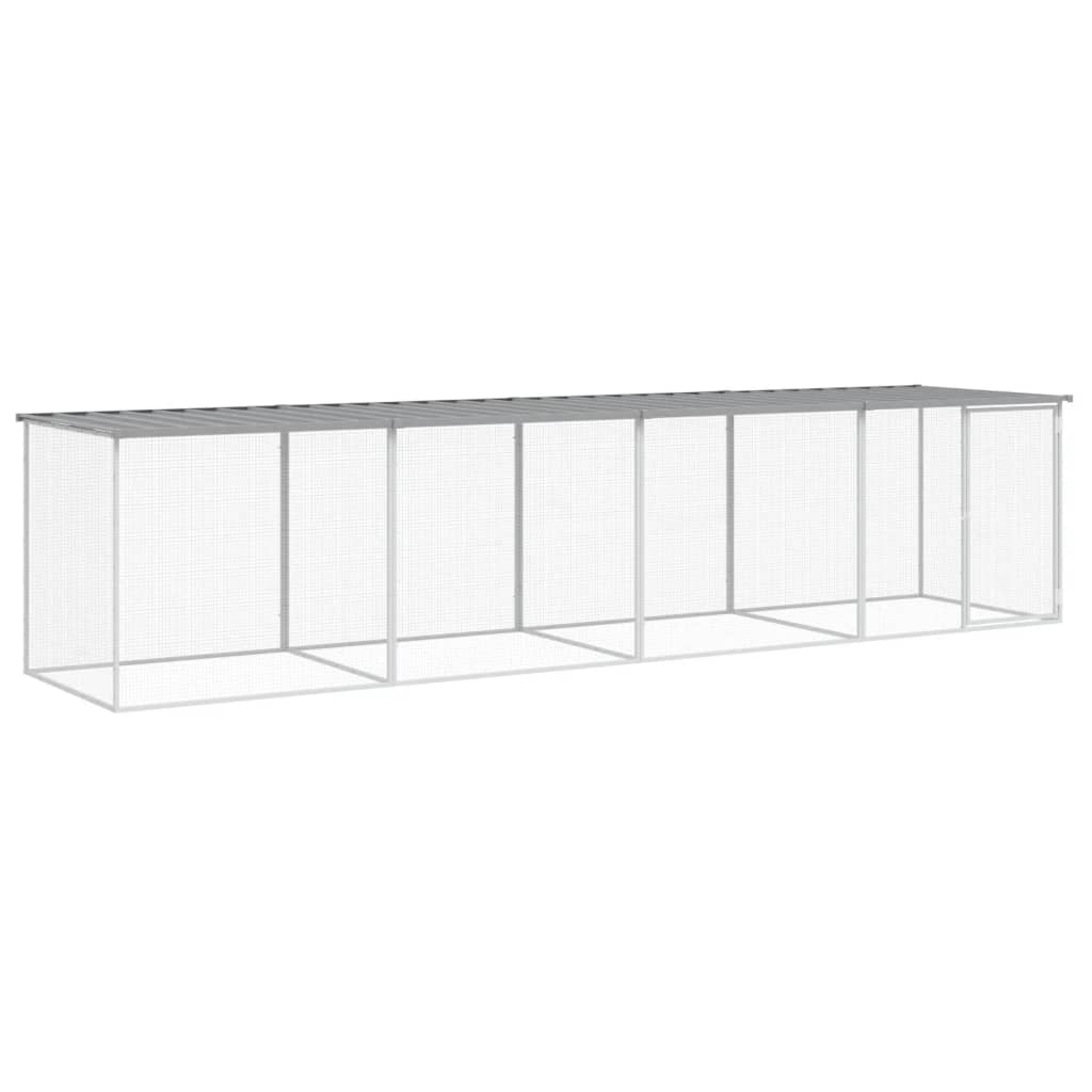 Gallinero con techo acero galvanizado gris claro 403x98x90 cm vidaXL