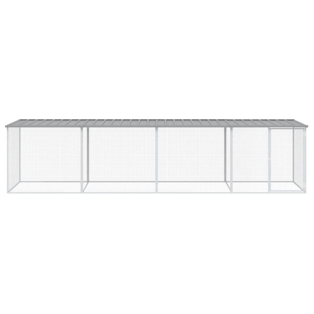 Gallinero con techo acero galvanizado gris claro 403x98x90 cm vidaXL