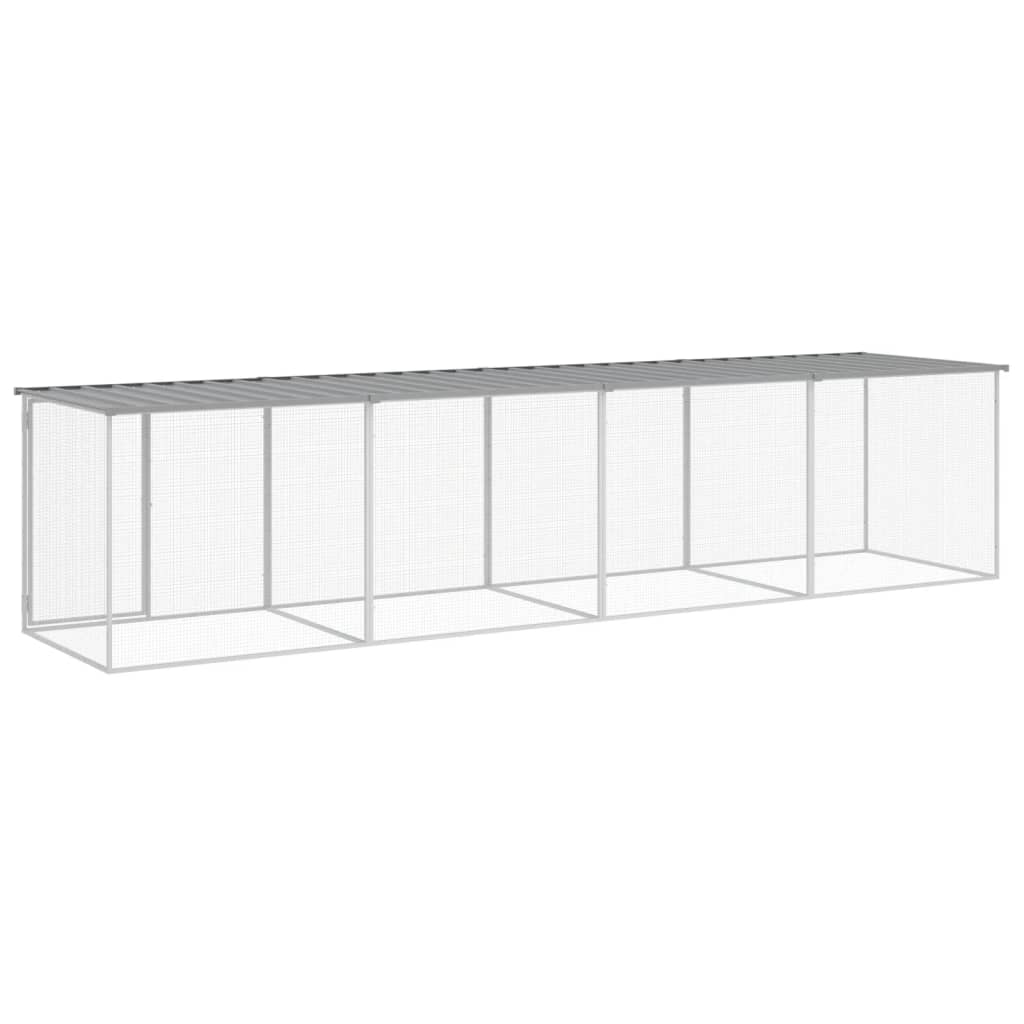 Gallinero con techo acero galvanizado gris claro 403x98x90 cm vidaXL