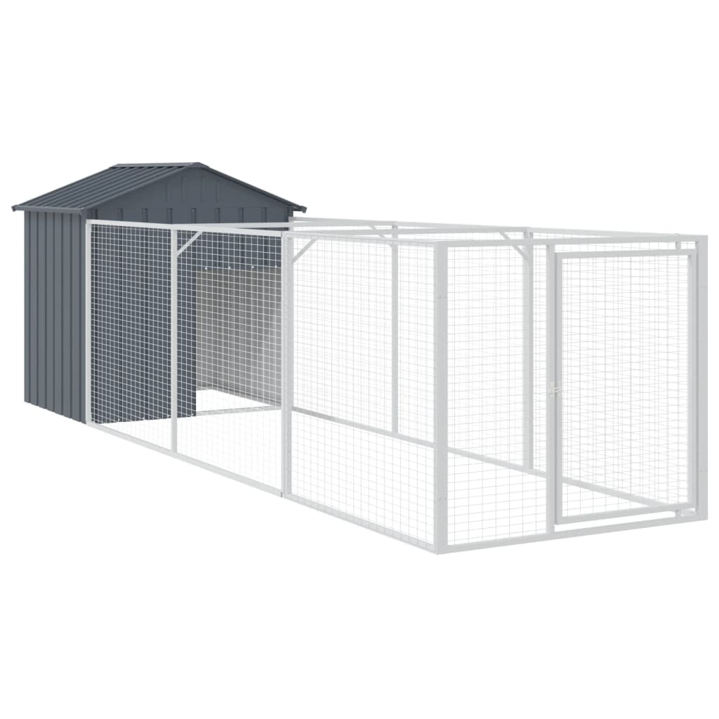 Cabine de cachorro com aço cinza galvanizado 117x405x123 cm