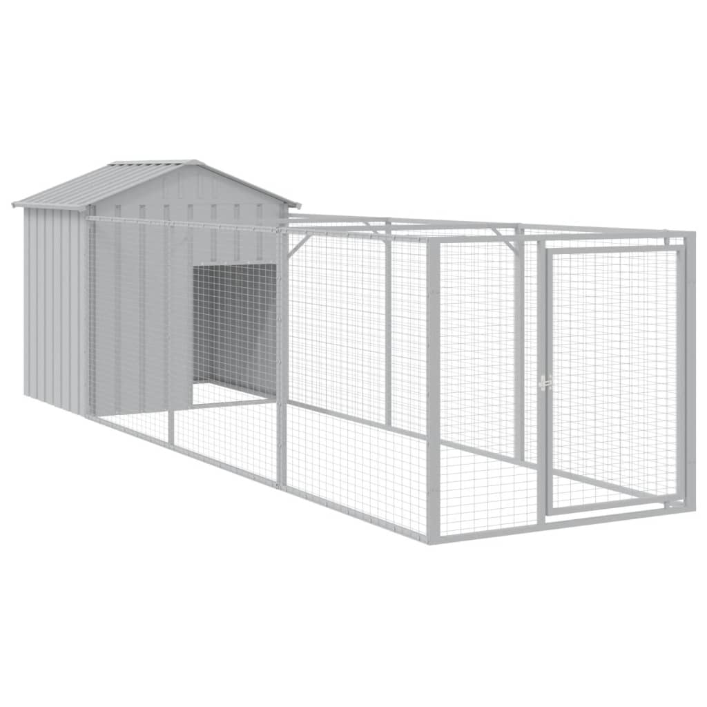 Caseta perros tejado acero galvanizado gris claro 117x405x123cm