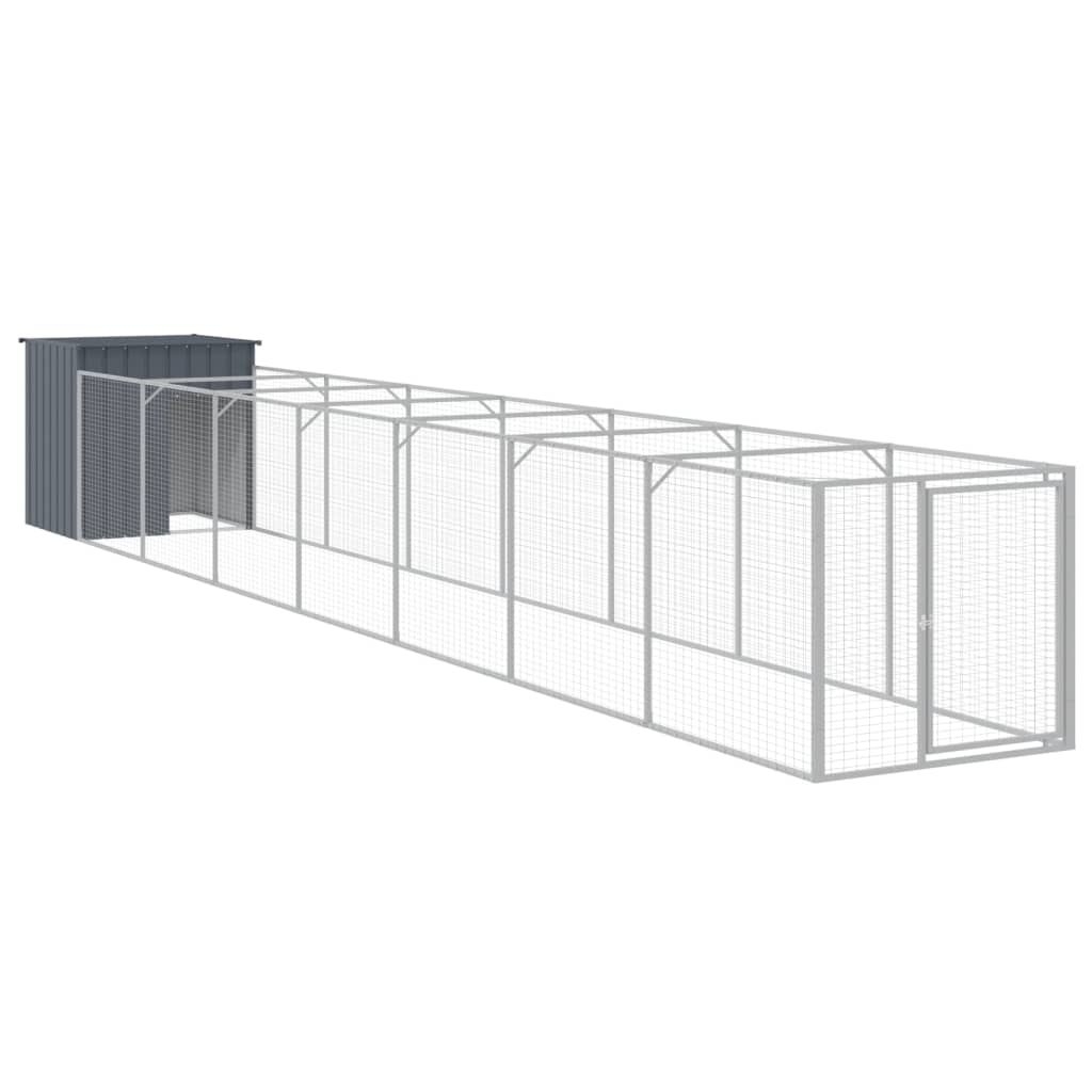 Caseta perros con corral acero galvanizado gris 110x813x110 cm