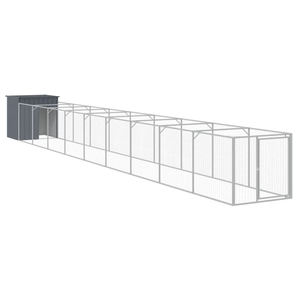 Caseta perros con corral acero galvanizado gris 110x1017x110 cm