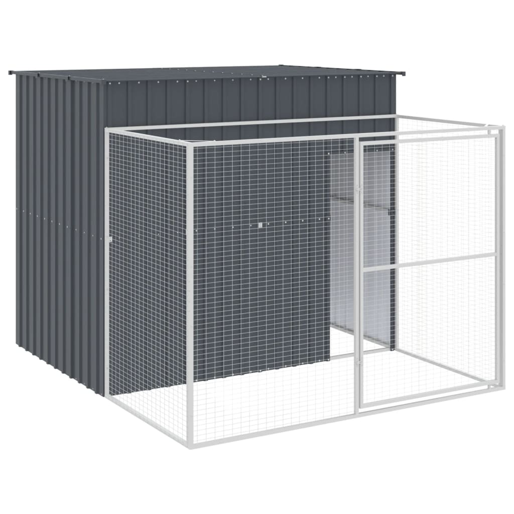 Caseta perros con corral acero galvanizado gris 214x253x181 cm