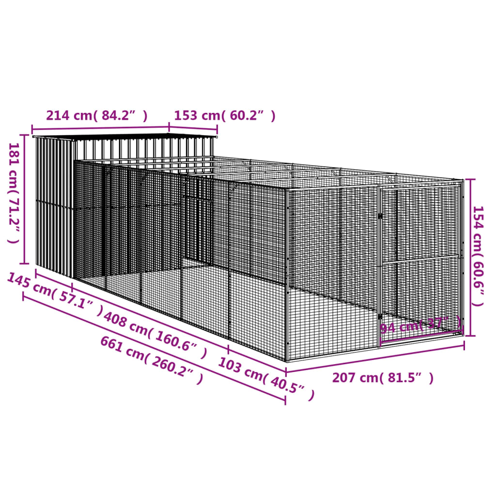 CASETA PORRAL GALVANIZZATO GRIGIONE GRIGIONE LEGNO 214X661X181CM