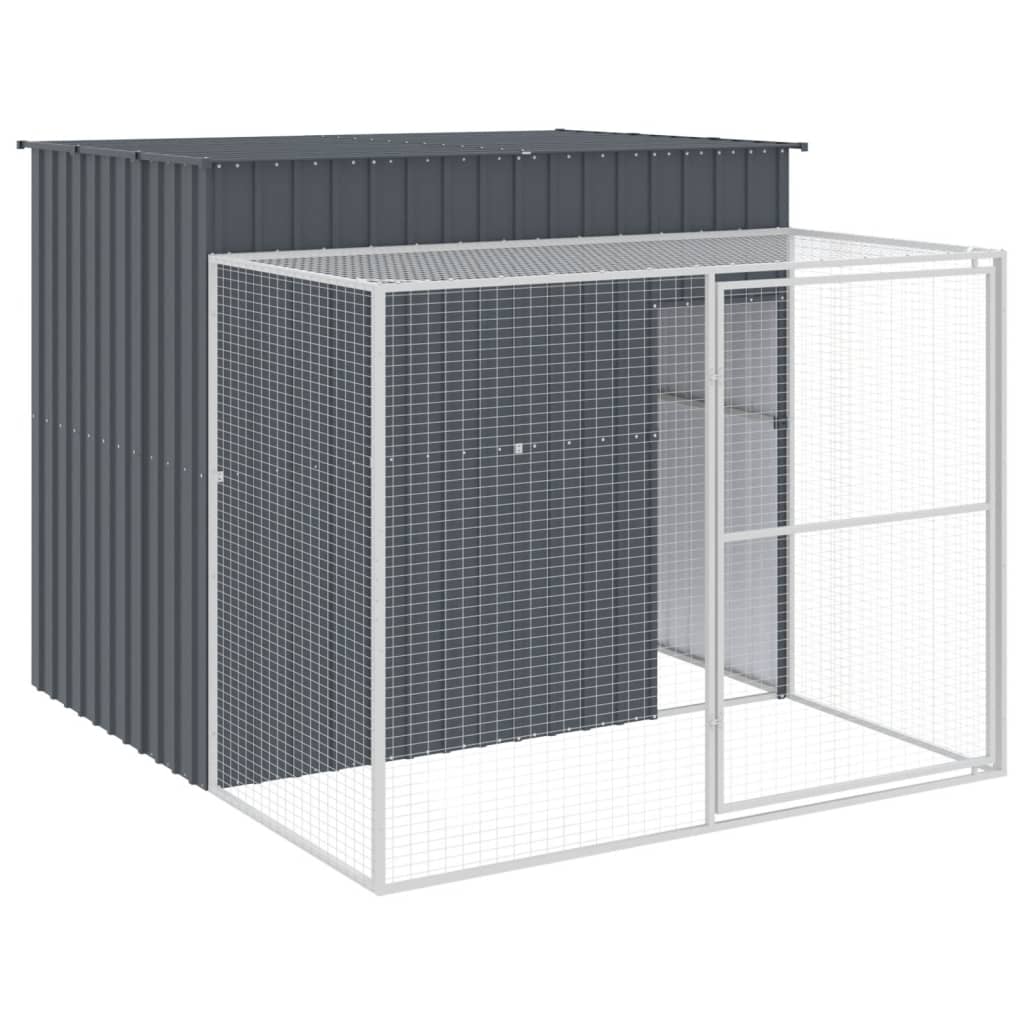 Caseta perros con corral acero galvanizado gris 214x253x181 cm