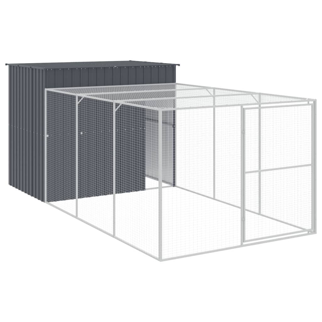 Caseta perros con corral acero galvanizado gris 214x457x181 cm